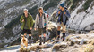 Three hiking men are wearing Juzo Products
