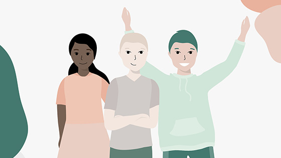 Grafische Darstelllung dreier Auszubildenden