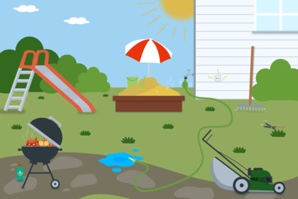 Gefahren im Garten Illustration eines Gartens