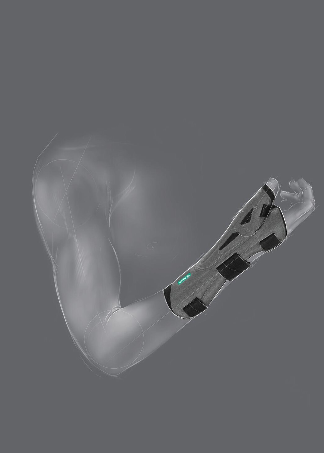 Zeichnung der JuzoPro Palmar Xtec Rhizo Handgelenkorthese