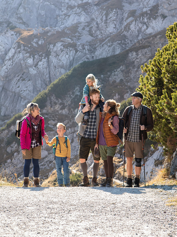 A family is out walking in the mountains A family is out walking in the mountains