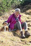 Woman and her Dog taking a break