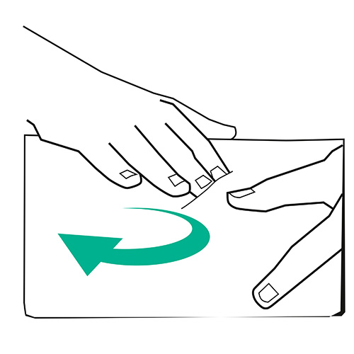Gráfico de movimento circular manual de drenagem linfática das mãos na perna