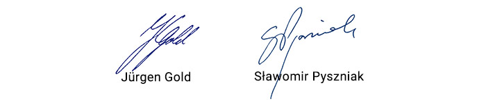 podpisy Jürgen Gold i Sławomir Pyszniak