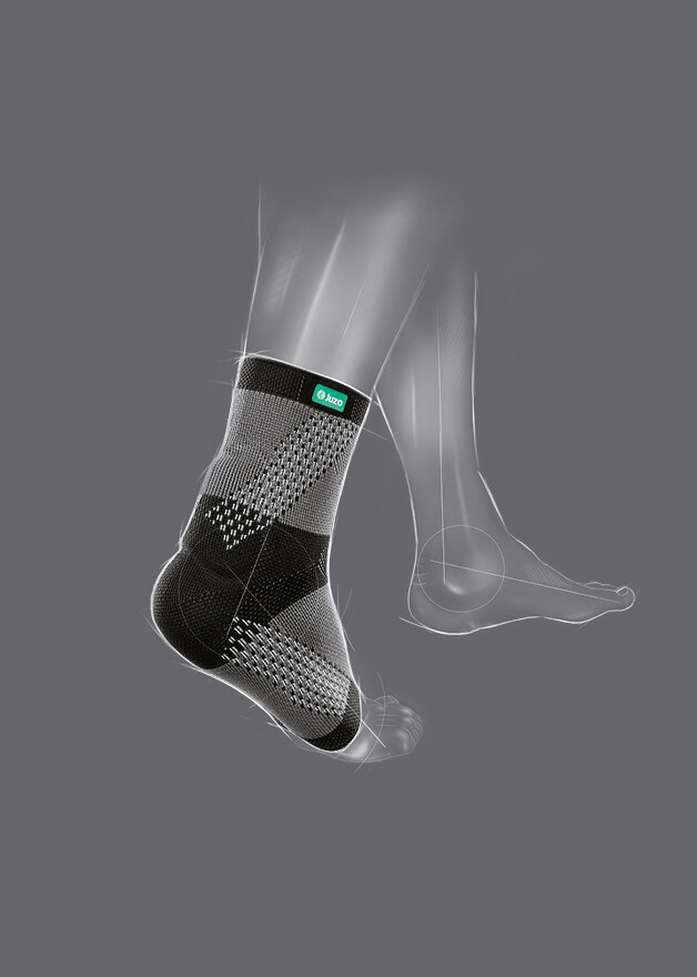 Zeichnung der JuzoFlex Achill Xtra Anatomic Sprunggelenkbandage